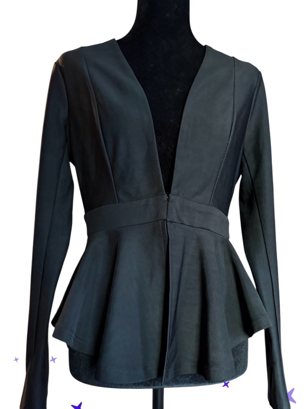Windsor Black Peplum Blazer with Deep V